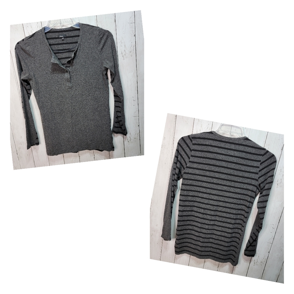 Two Blind Brothers Women's Gray Striped Henley Size Small.  Like new! Excellent